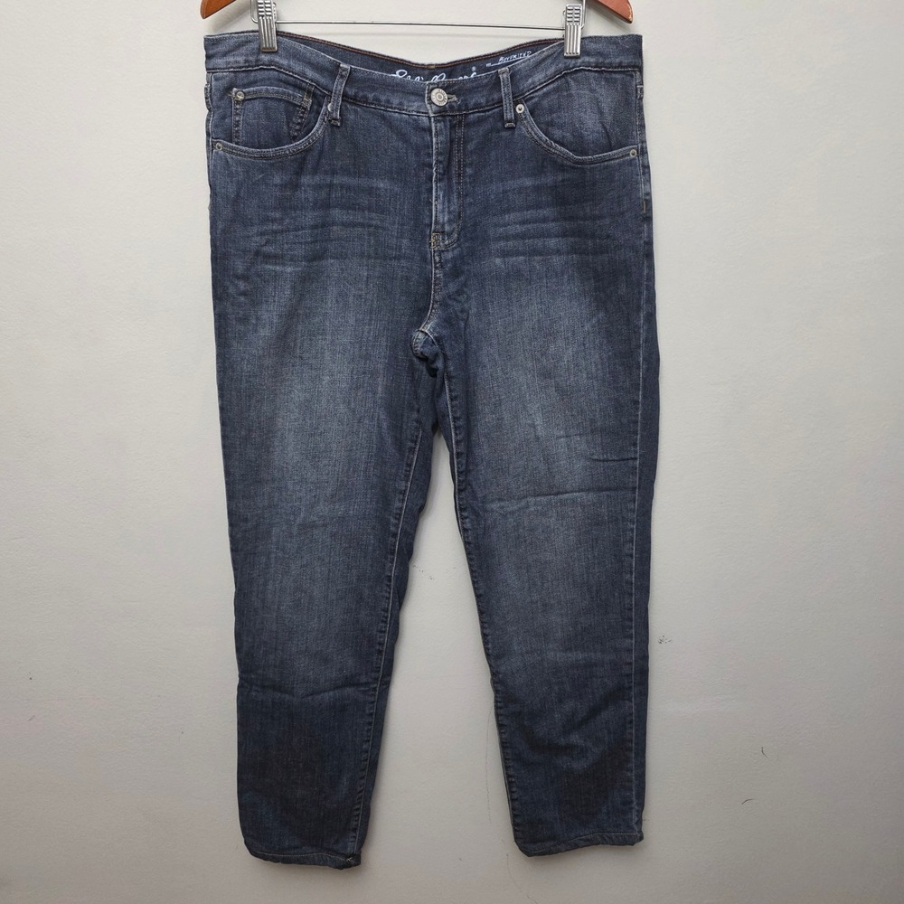 Eddie Bauer Boyfriend Jeans Womens 12 Dark Wash Flannel Lined Relaxed Fit Winter